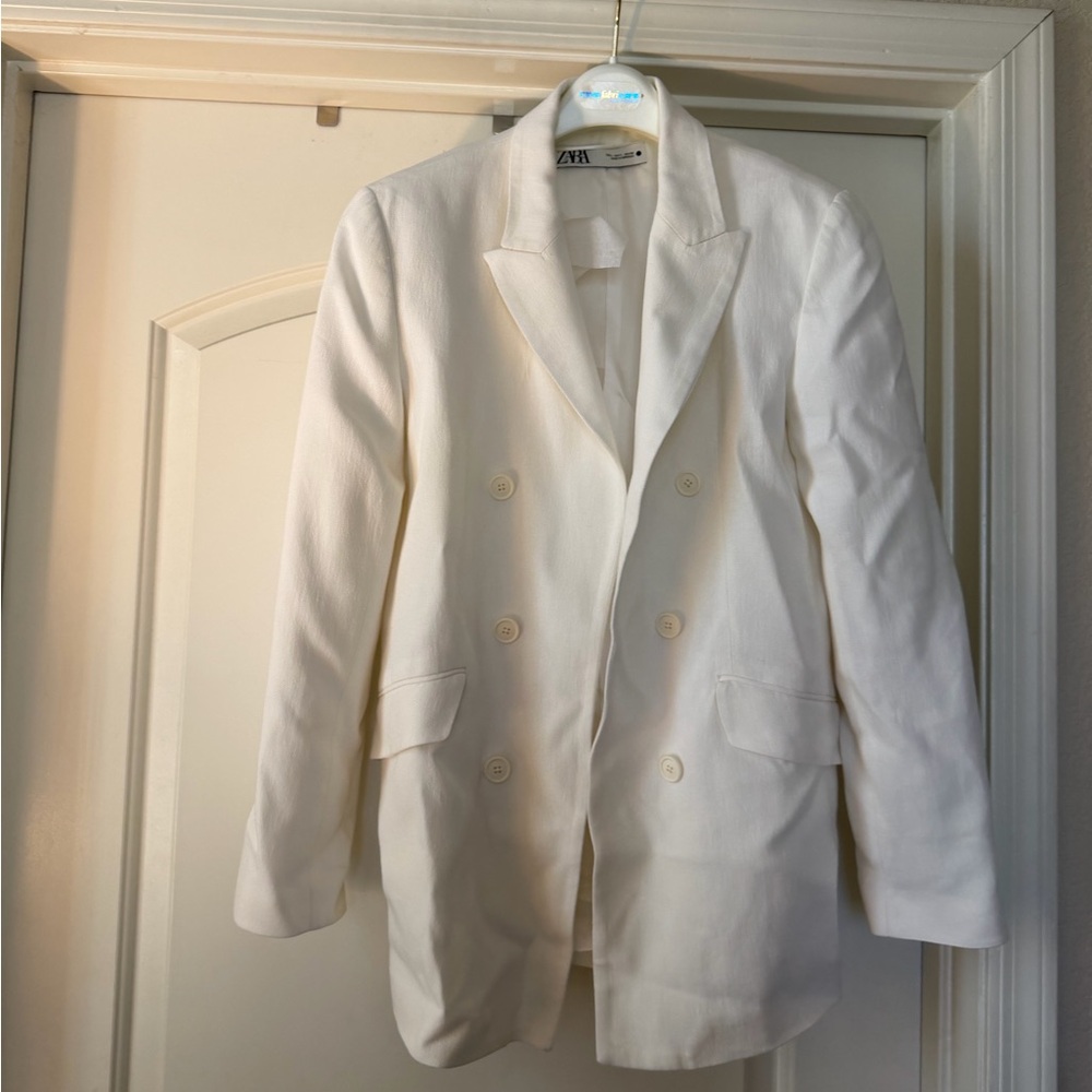 Zara Cream Textured Blazer